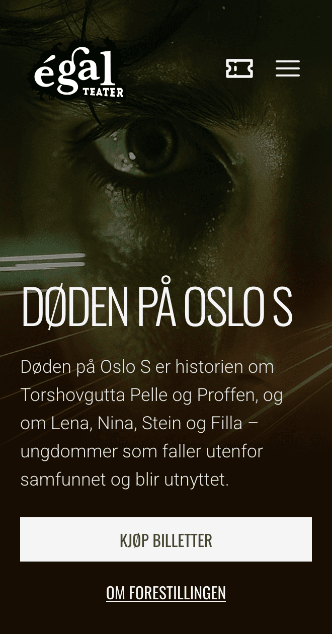 Screenshot of egalteater.no on mobile